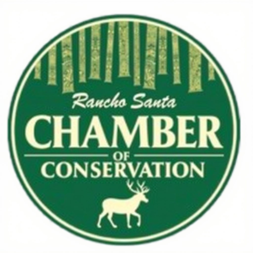 Rancho Santa Margarita Chamber Of Commerce logo featuring wildlife conservation imagery with forest green background and cream text